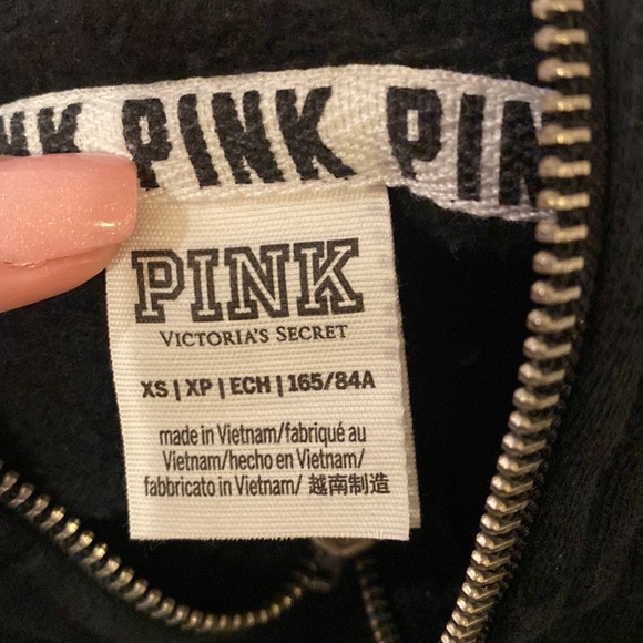 Victoria secret PINK black zip- up hoodie - Picture 2 of 3